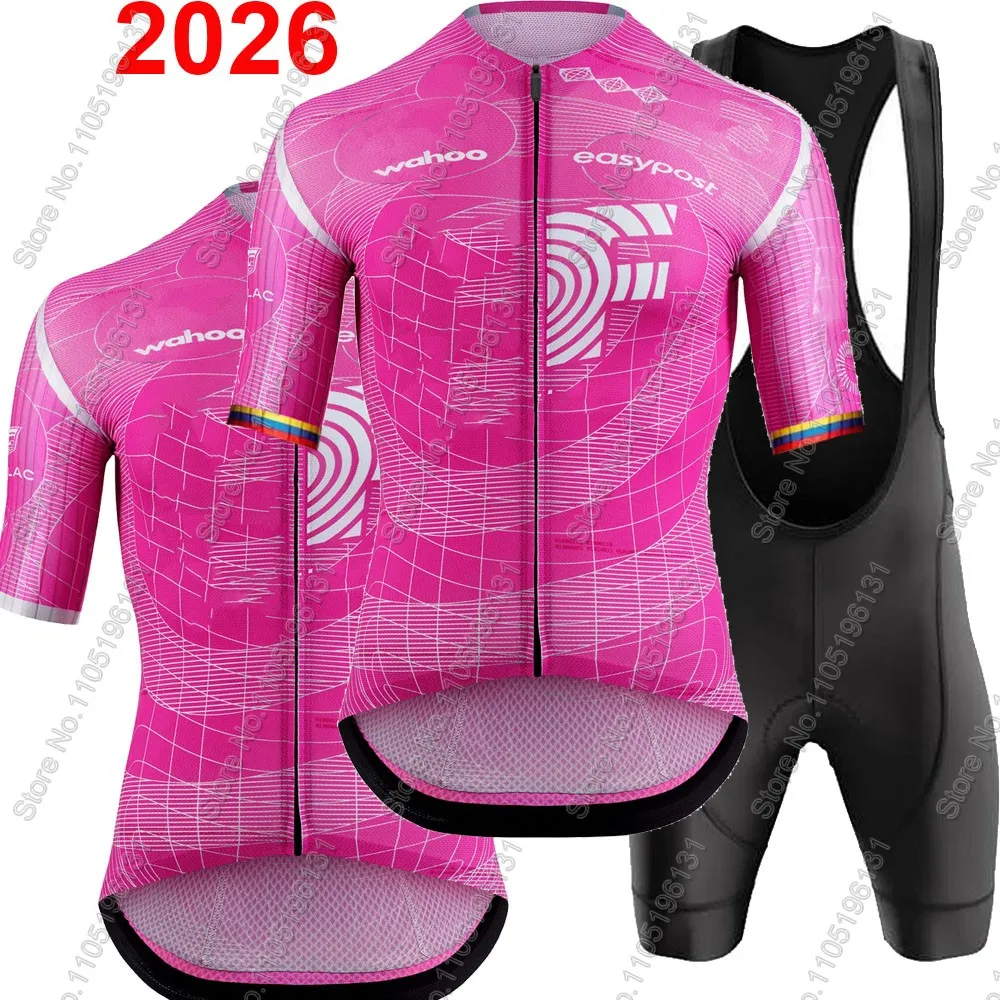EFFUL Team 2026 Conjunto de Jersey de ciclismo para hombre, ropa rosa de verano, camisas para bicicleta de carretera, traje, pantalones cortos con pechera para bicicleta, Maillot MTB