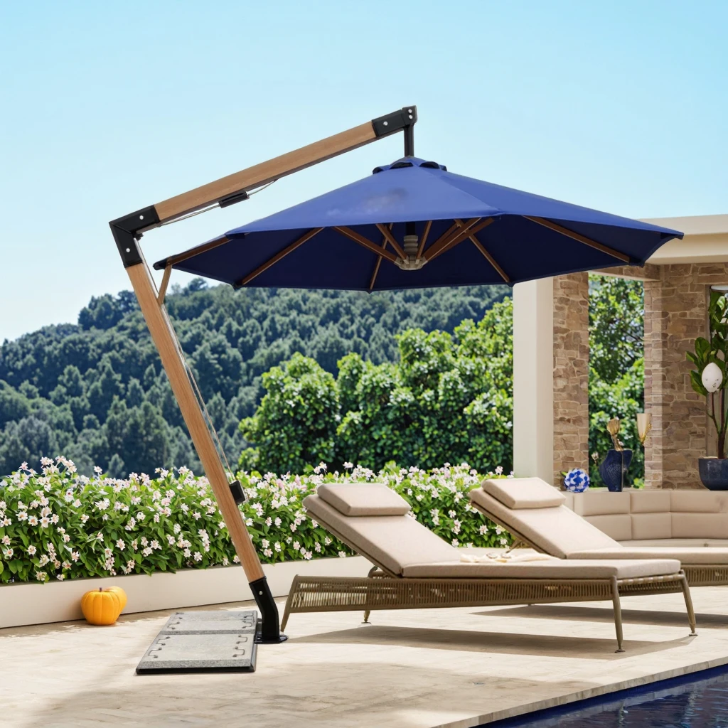 

Customized Heavy Aluminum Garden Patio Parasol Windproof Sun Shade Umbrella for Cafe Hotel Single-Sided Hanging Umbrella