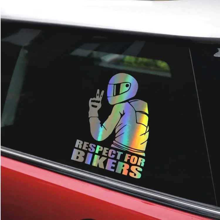 1 Stücke RESPEKTIEREN FÜR BIKERS Auto Motorrad Auto Aufkleber Abnehmbare Aufkleber3D Reflektierende Aufkleber Aufkleber – Detail 7