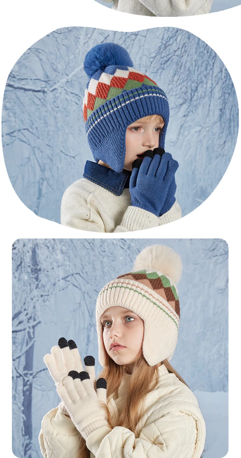 4 5 6 7 8 9 10 Years Old Infant Toddler Baby Boys Girls Knitted Wool Beanie Hat Winter Warm Beanie Cap with Gloves