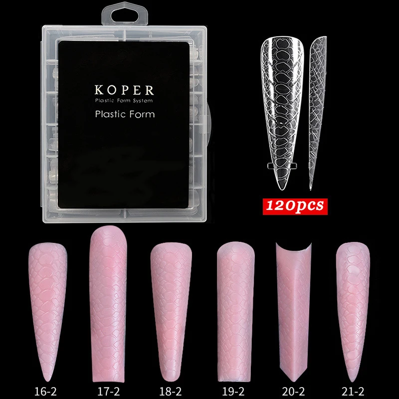 Clear Dual Forms Prego Sistema, Cobertura Completa, Gel de Construção Rápida, Moldes Pontas, Moldes de Extensão, Formas Superiores para Unhas, 120 Pcs por Caixa