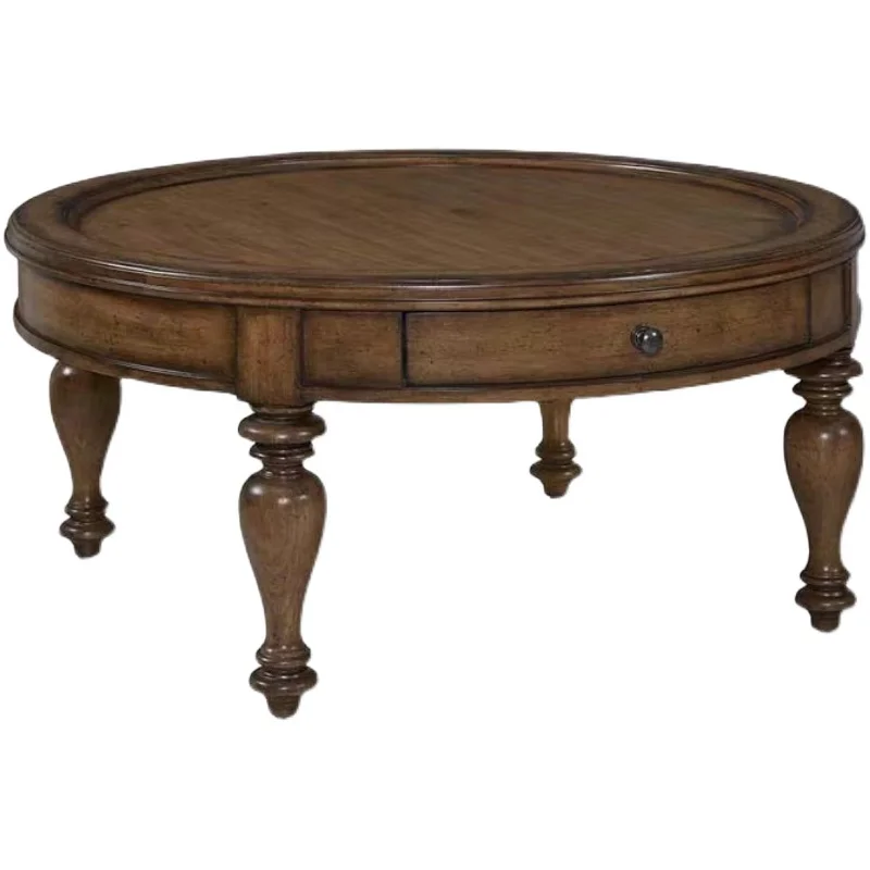 

Living room solid wood coffee table French round retro old style coffee table custom