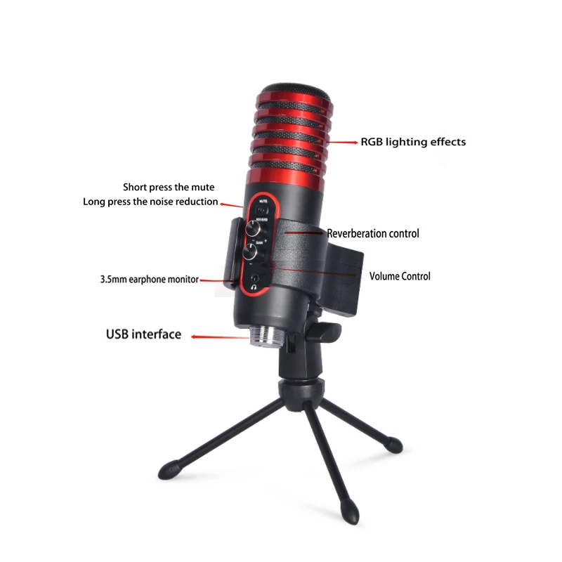 Factory Gaming Podcast Microphone Desktop USB Recording Condenser Computer For Live