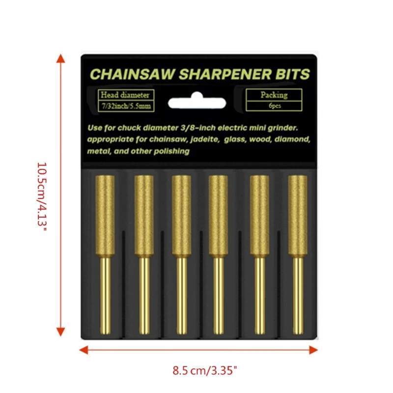 6pcs Chainsaw Sharpening หินขัดเครื่องมือสำหรับเลื่อยโซ่ไฟฟ้าขัดโลหะ,เลื่อยโซ่บดหัว