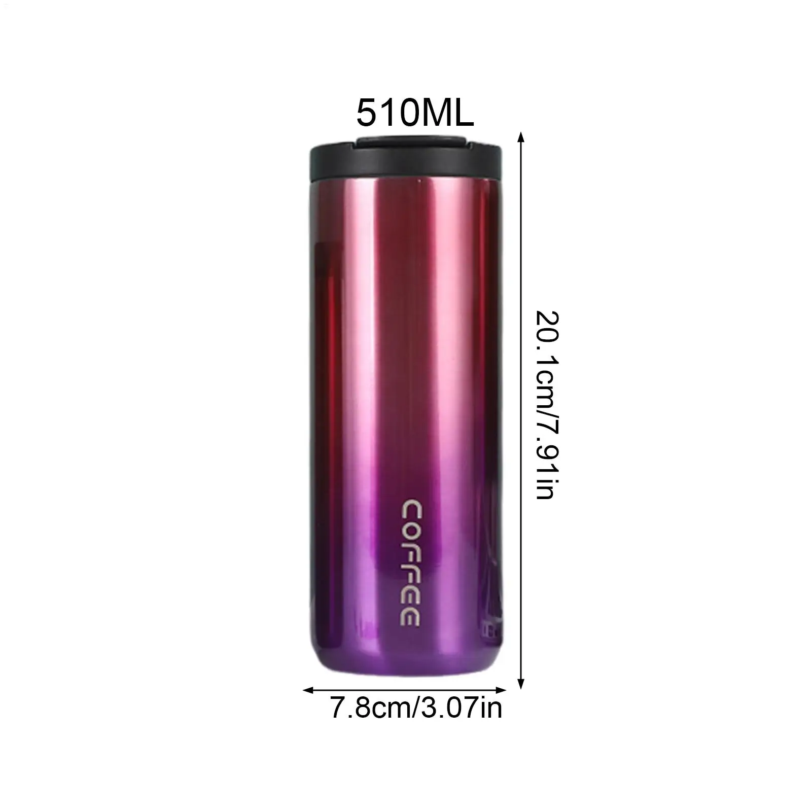 كوب سفر معزول بجدار مزدوج كوب من الفولاذ المقاوم للصدأ زجاجة حرارية خارجية للمدرسة والأعمال والسفر والرياضة والمنزل وصالة الألعاب الرياضية الخارجية