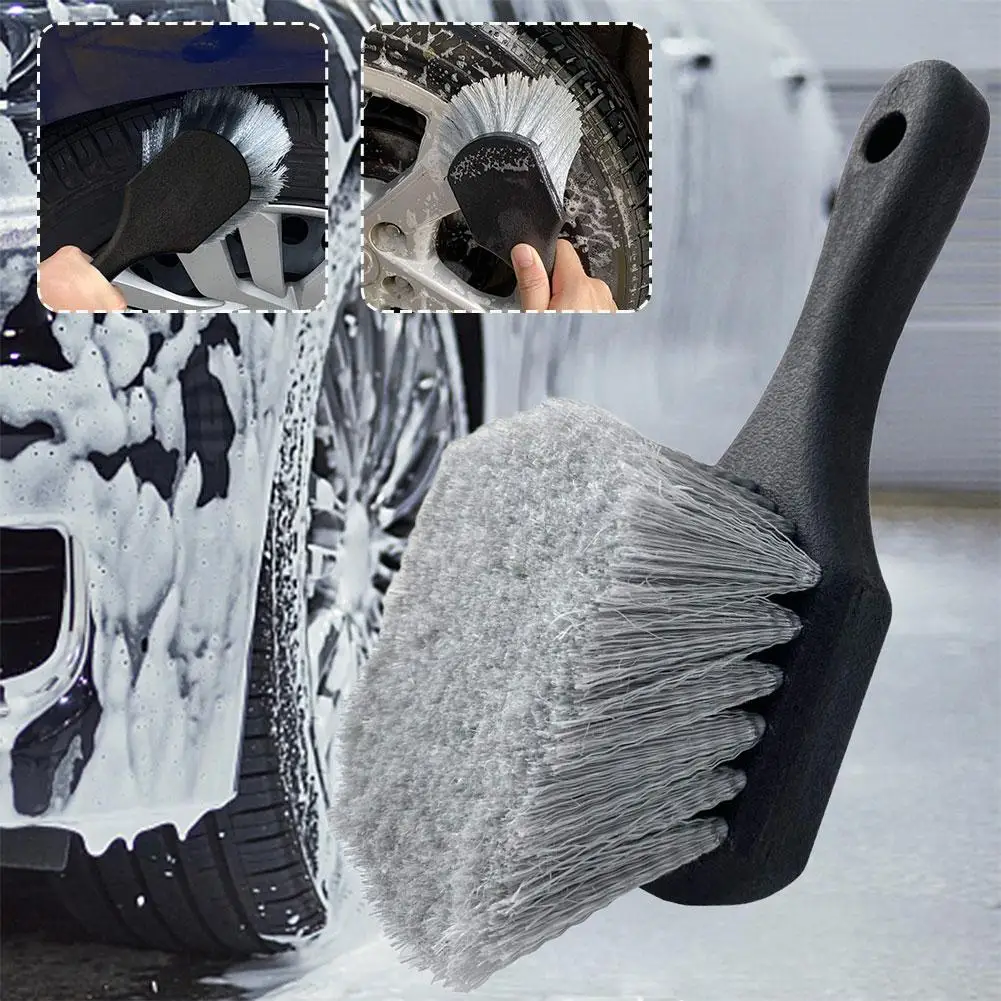 

Wheel & Tire Brush for Car Rim, Short Handle Steel Wire Car Wash Brush, Cleans Tires & Releases Dirt and Road Grime N2K3