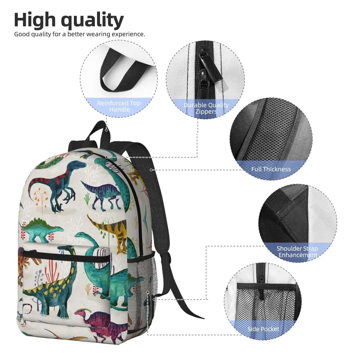 Bright Dinosaurs Backpack Student BookBag Children School Bag Computer Shoulder Bags for Men Women