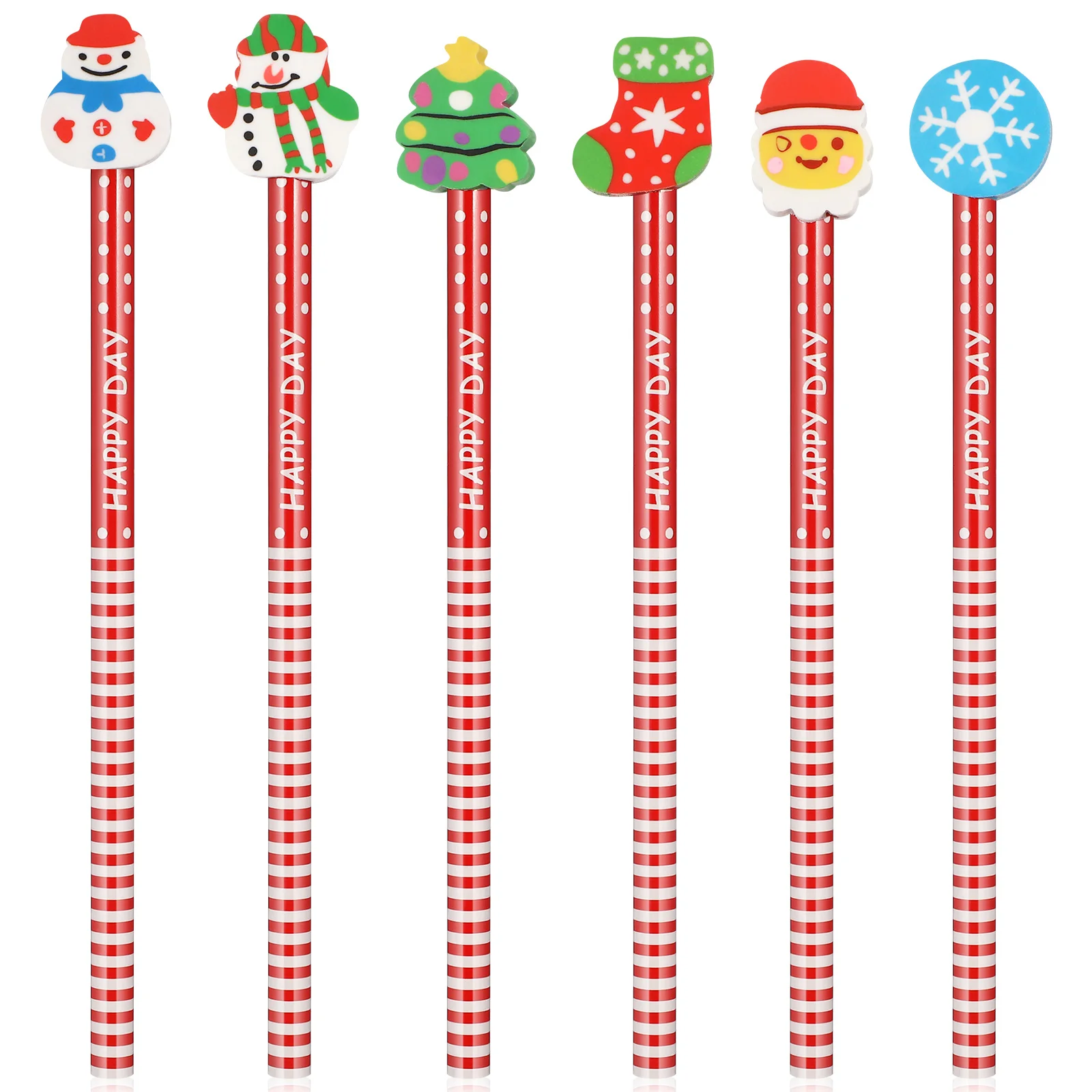 36 Pcs White Board Eraser Christmas Pencil Set Kids Gifts Winter Children's Learning Supplies Wooden Red Xmas Writing Man