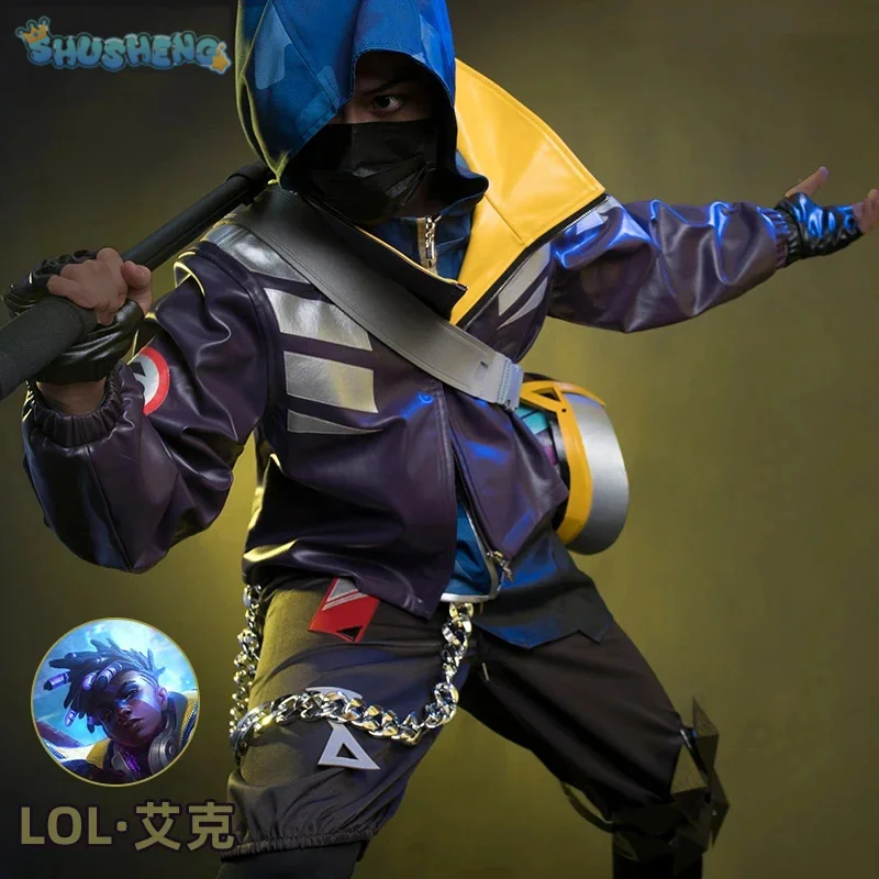 

Anime Game LOL True Damage Ekko Fashion Uniform Cosplay Costume Halloween Carnival Party Outfit Casual Clothing Men