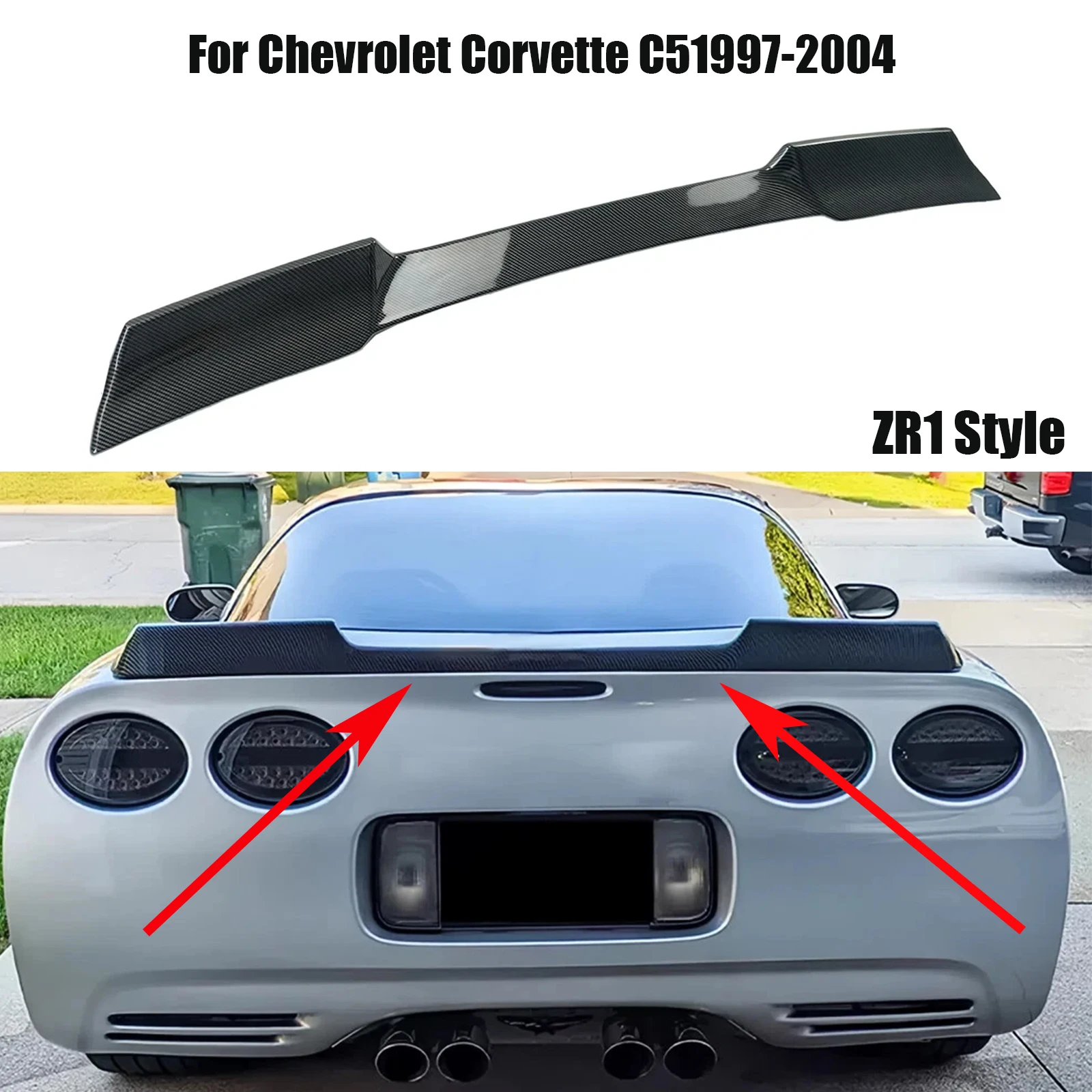 Rear Roof Spoiler Wing Splitter Body Kit For Chevrolet Corvette C51997-2004 ZR1 Style Glossy Black Accessories Carbon Fiber Look