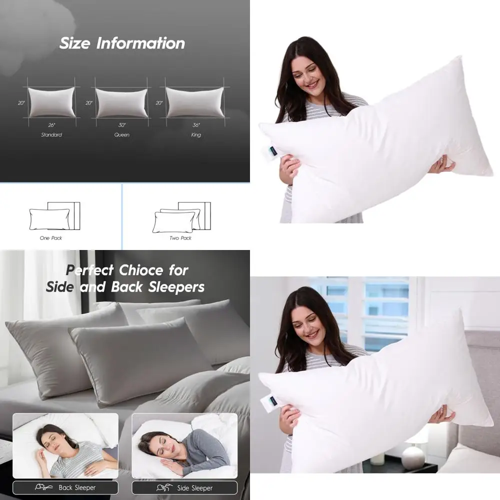 

Queen Size Luxury Firm Pillow with 100% Cotton Cover and Down-Feather Fill, 20x30 Inches