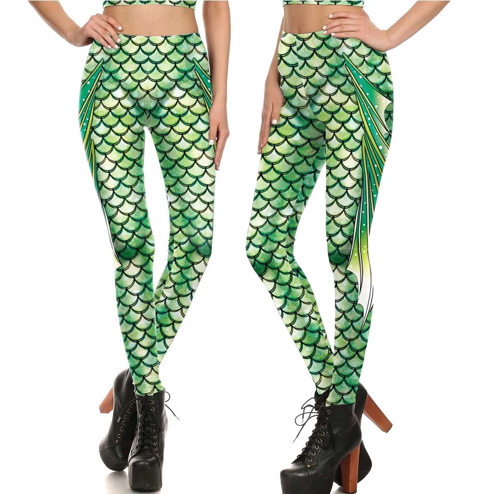 Fashion Scales Printed Women Leggings Mermaid Cosplay Anime Leggings Sexy Tights Fitness Female Elastic Casual Pants