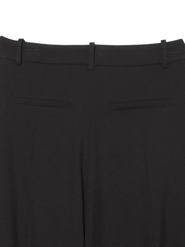 AACHOAE Women Barrel Leg Pants Mid Rise Pleated Balloon Trousers Loose Wide Leg Curved Pants Casual Office Streetwear Long Pants