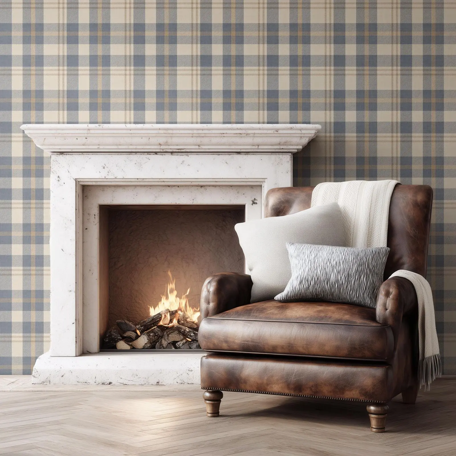Wallpaper Kotak-kotak Biru Net - Interior Design Scandinavian ulasan dan harga