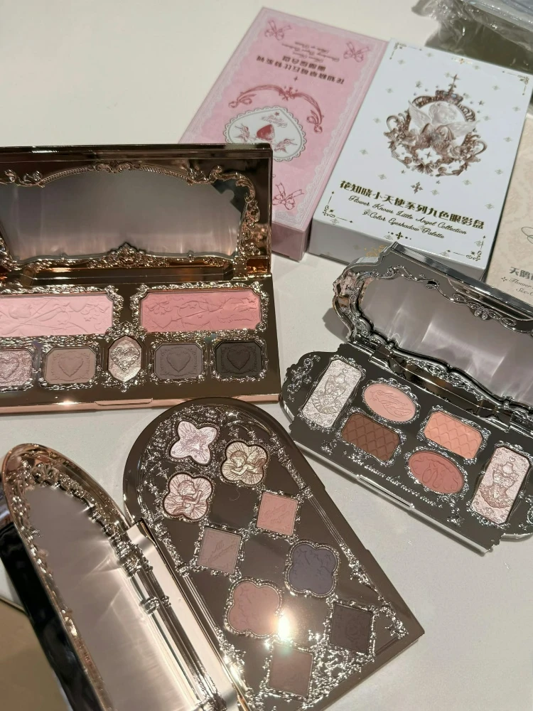 Flower Knows Little Angel Strawberry Cupid Eyeshadow Delicate Matte Shimmer Glitter Waterproof Long-lasting Eye Face Palette