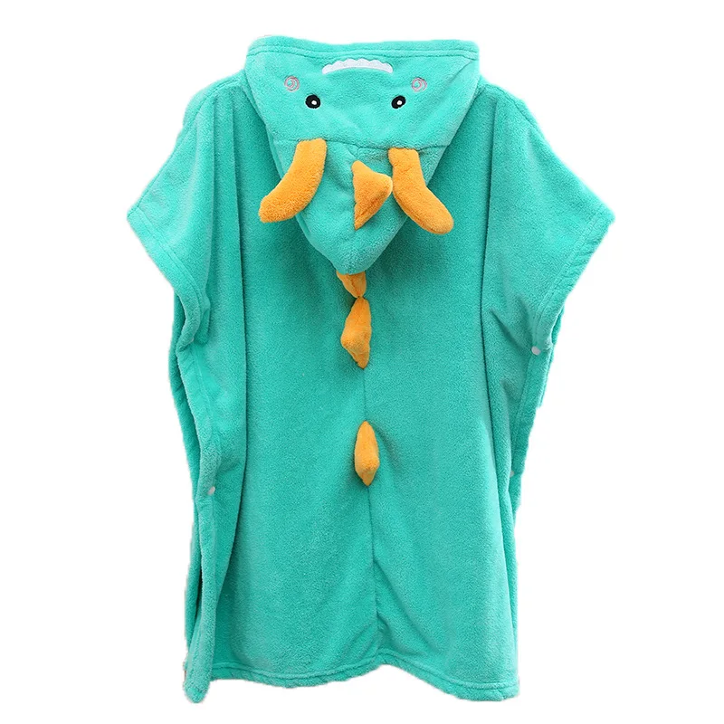 Wholesale new style little dinosaur wearable children\'s bath towel cute soft absorbent baby bath robe hooded cape