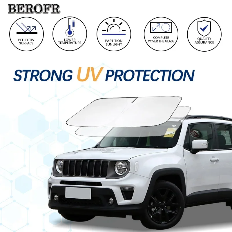 

Windshield Sun Shade For Jeep Renegade Sunshade Sun Visor Protector Foldable Blocks UV Rays Keep Your Car Cooler