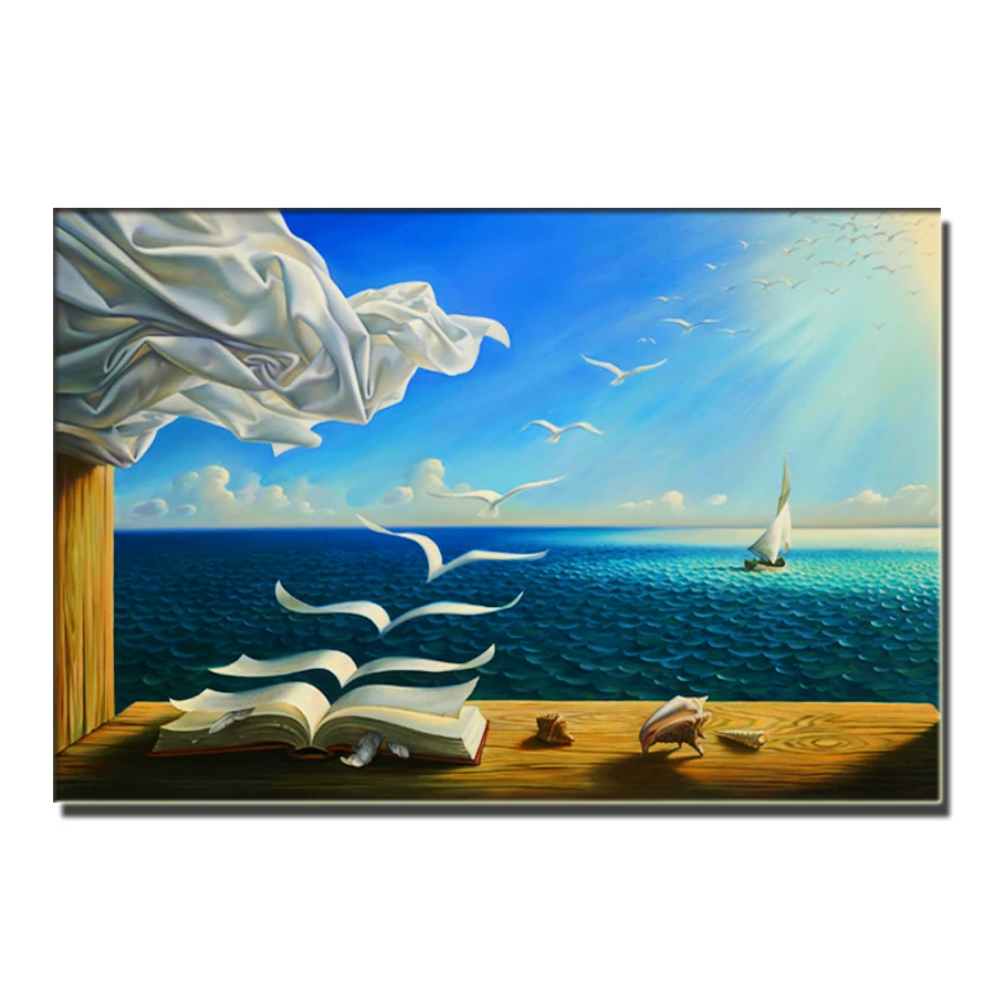 Алмазная картина, вышивка, вид на море, сделай сам, вид на море, вышивка крестиком на окно, морская книга своими руками, волны, книга, Salvador Dali
