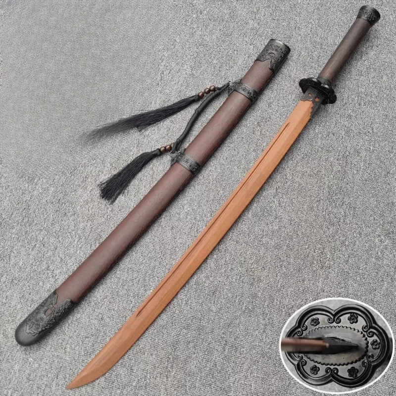 99cm Solid Wood Sword Tang Hengdao with Sheath Training Ancient Style Props