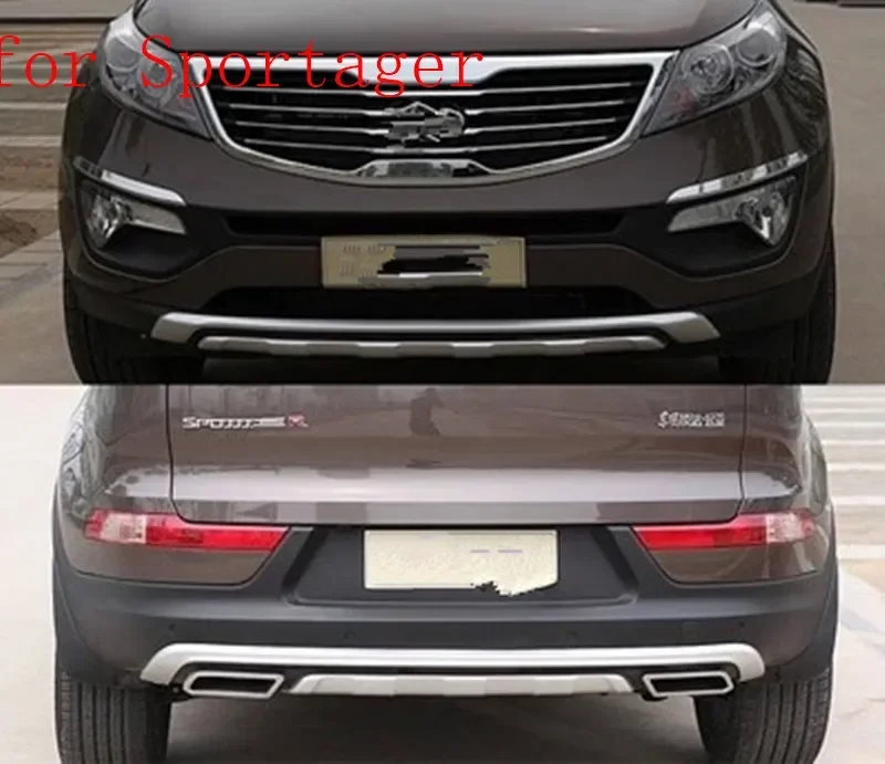 Car-covers 2PCS ABS Chrome Front+Rear bumper cover trim Protect the spoiler board fit for KIA Sportager 2011-2017 Car styling