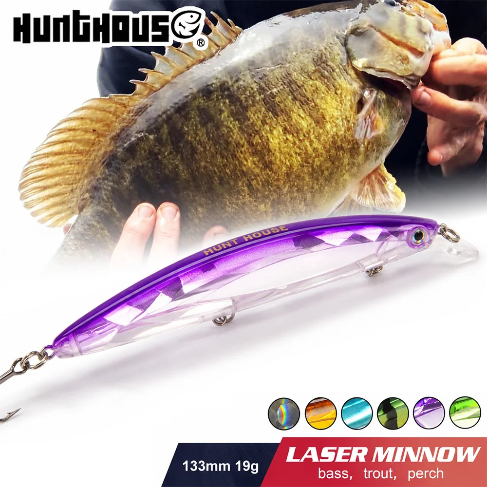 Hunthouse Long Casting Minnow Fishing Lure 133mm 19g Wobblers Floating Hard Bait Topwater Artificial For Bass Pike Fish Tackle