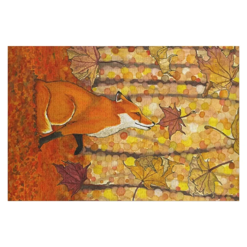 

Red Fox Plays with Autumn Leaves Jigsaw Puzzle Personalised Name Personalized Gift Married Puzzle