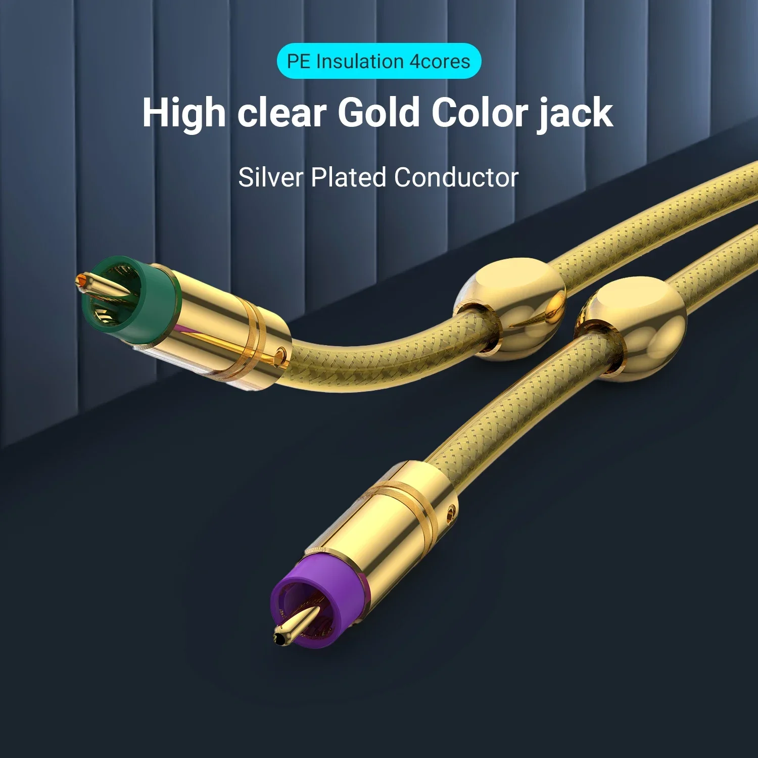 Par Audiocrast A71 cabo RCA estéreo banhado a prata de alto desempenho Premium Hi-Fi Audio 2rca para 2rca Interconenect