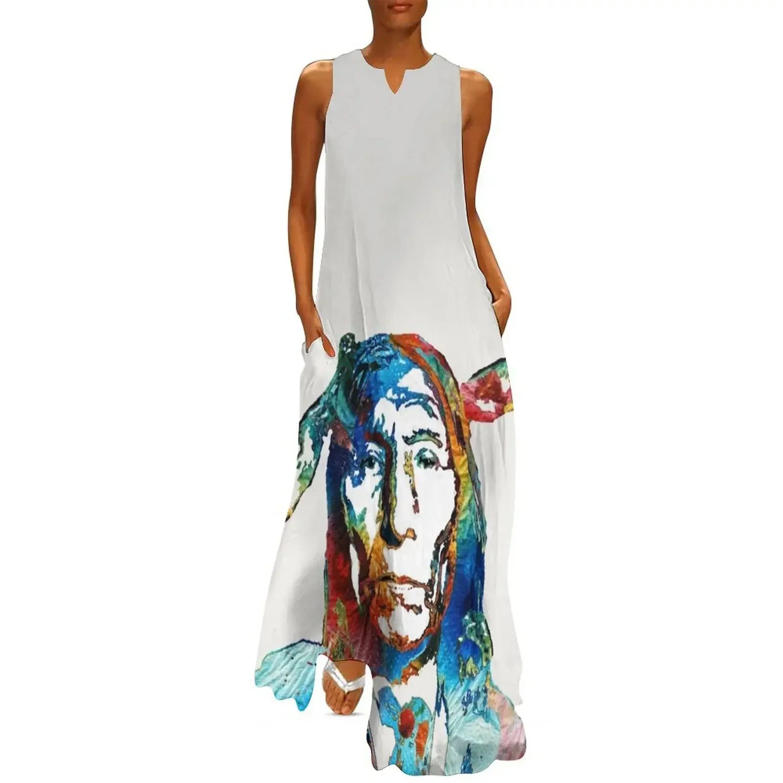 

Native American Art - Warrior - By Sharon Cummings Long Dress beach dress dress chic and elegant evening
