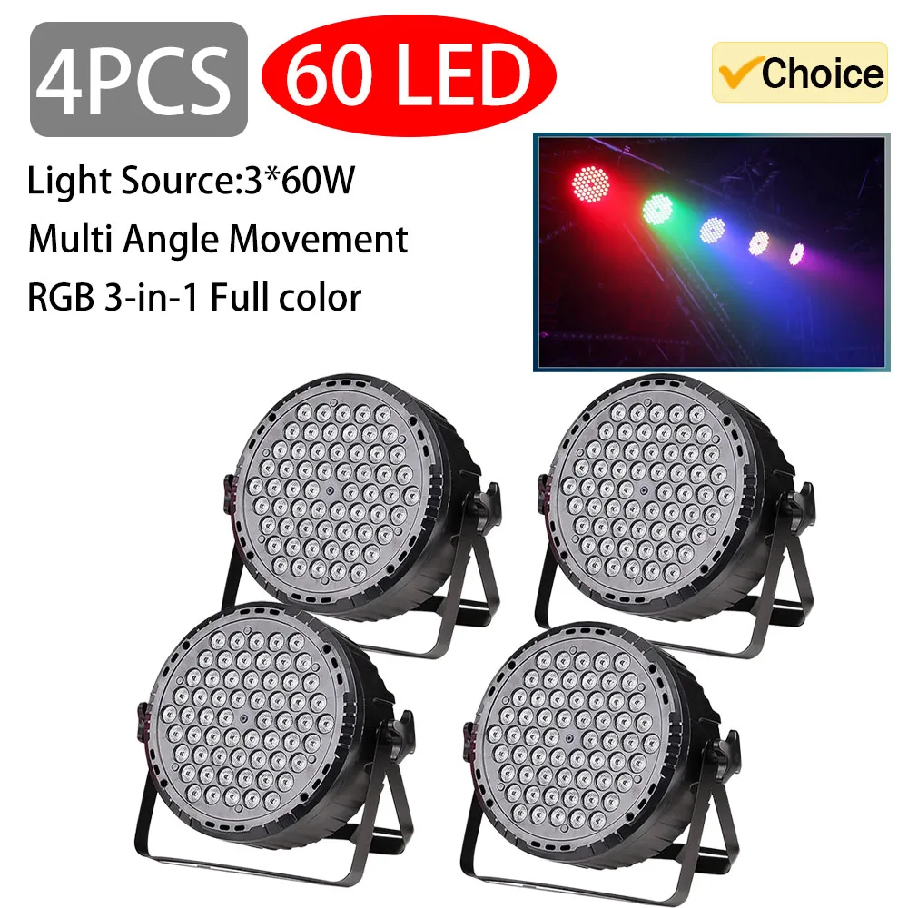 4 STKS 60 LED DJ Party Disco Lichten DMX 512 Spraakgestuurde Mini Publiek Podiumverlichting Kerst Omgevingslicht Club Vakantie Lamp