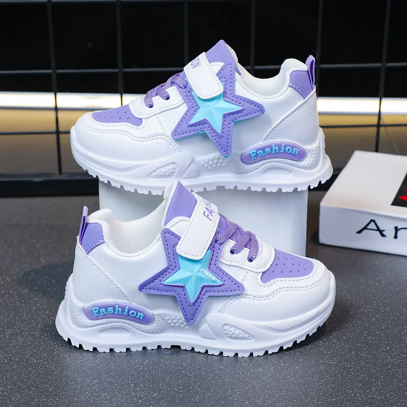 

Girls' sports shoes 2025 spring and autumn new style children's star fashion soft sole dad shoes anti slip casual running shoes