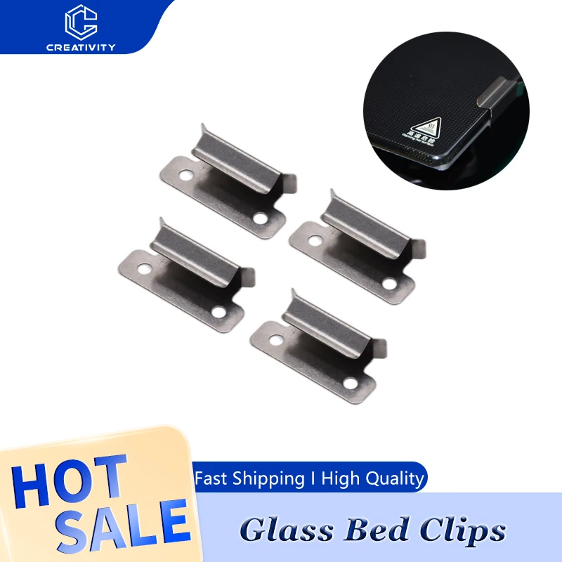 

Creativity Ender 3 Glass Bed Clips 4Pcs 3D Printer 7mm Stainless Steel Silver Bed Clips 3D Bed Clamps for Ender CR-10 Series