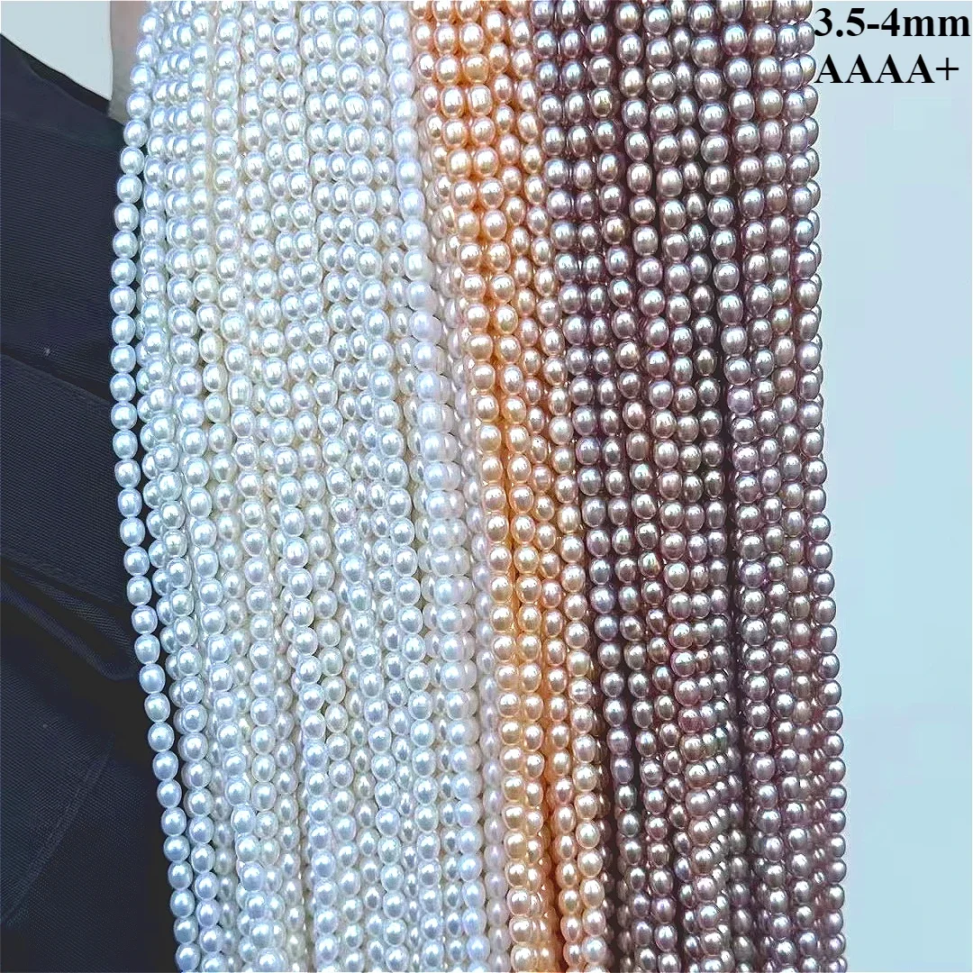 

3.5-4mm 4A+ Natural Freshwater White Purple Pink Rice Shape Isolated Bead Exquisite Jewelry DIY Necklace Bracelet Accessories