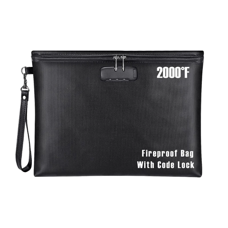 Document Bag with Code Lock, Temperature Resistance Money Bag File Pouches for Cash, Important Paper Documents Valuables