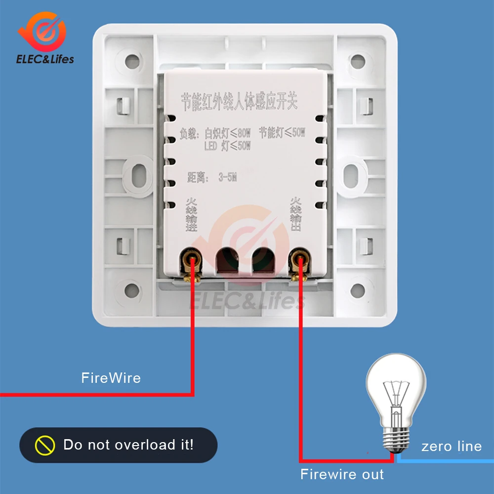 PIR 적외선 바디 센서 자동 스위치, 벽 마운트 패널, 흰색 감광성 스마트 지연 스위치, 86 타입, AC 220V