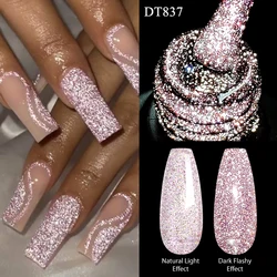 MEET ACROSS 7ml Sparkling Nail Gel Polish Glitter Nail Art Semi Permanent Hybrid UV LED Gel For Nails Manicure Base Top Coat