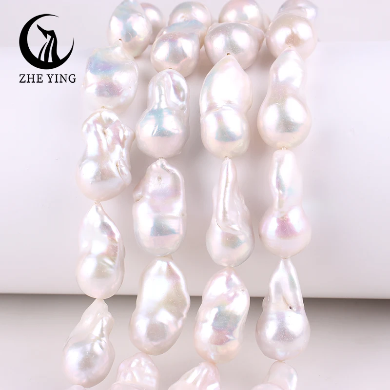 Zhe Ying 5A Baroque Freshwater Pearl 100% Real Irregular White Mother of Pearl Beads for Jewelry Making DIY Bracelet Accessories