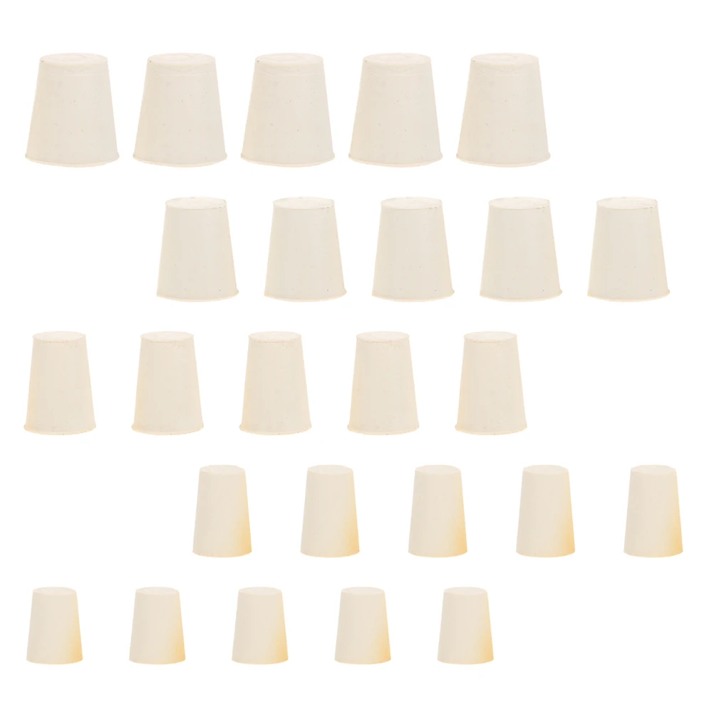 

50 Pcs Rubber Plug Laboratory Bottle Plugs Seal Tapered Flask Sealing Stopper Beige Solid