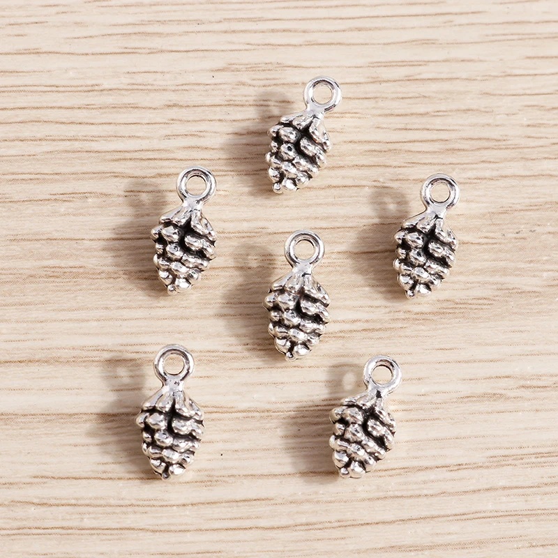 Tusember 30 Stück 7*13mm Anhänger aus Legierungsmetall in Tannenzapfenform, DIY Antik-Silberfarben für Ohrringe, Halsketten, Schmuckherstellung Zubehör – Detail 4