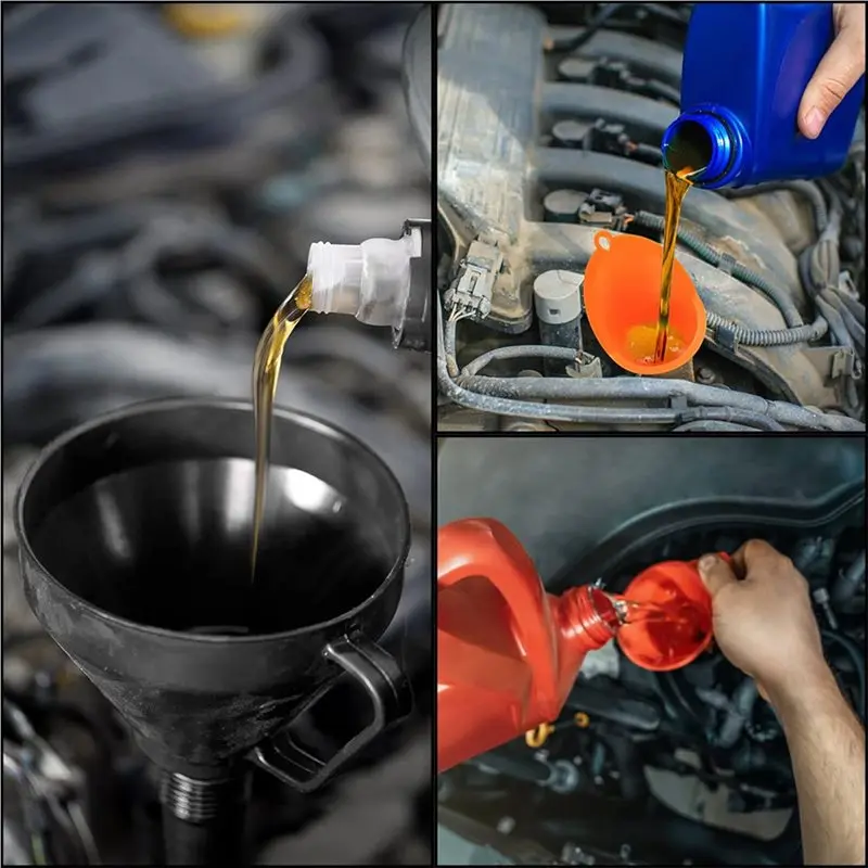 【LAST CHANCE】 20-teiliges Kfz-Trichter-Set, langhalsiger Öltrichter aus Kunststoff, Schnapptrichter, rechtwinkliger Trichter, breiter Mund-Kraftstofftrichter
