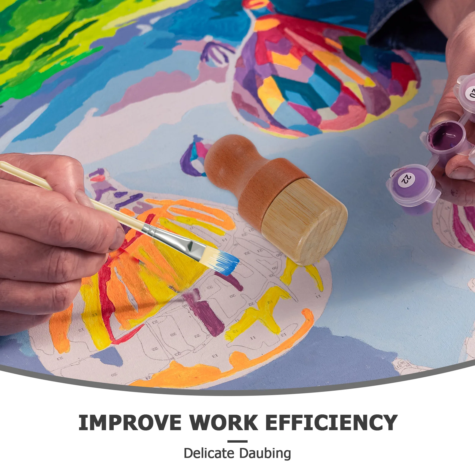 2Set Artist Sponge Applicator Kit for Precise Paint Wax Application Ergonomic Non Slip Bamboo Handle for Extended Craft Sessions