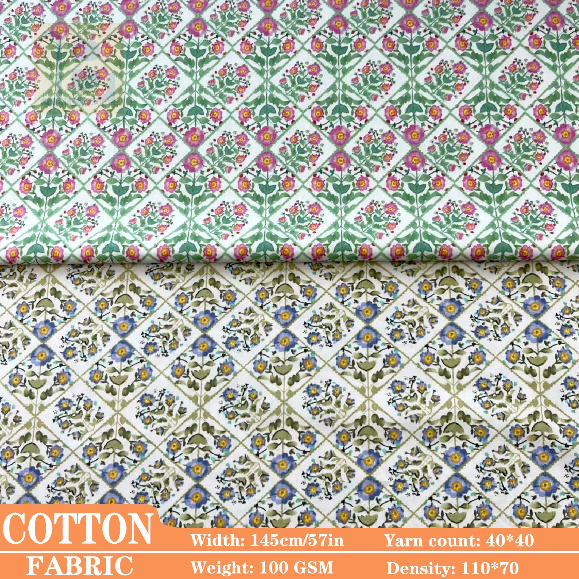 

100*145cm Poplin Printed Cotton Fabric，40s Like Liberty Style Combed Cotton For Kids, Dresses & DIY Sewing Clothing