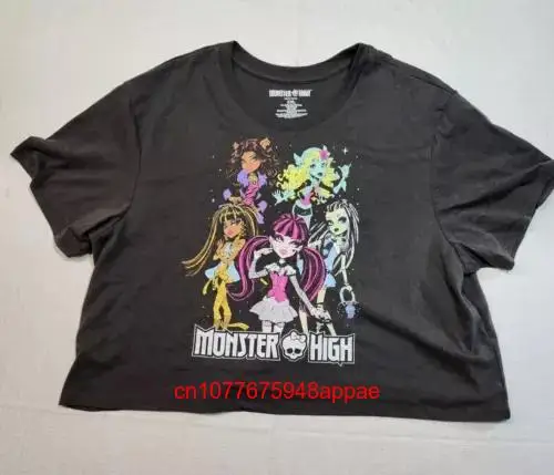 Monster High T shirt Size XXL Cropped Crop Top  Plus 2XL EUC long or short sleeves