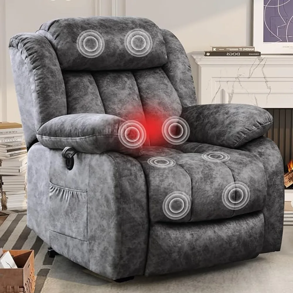 Power Lift Recliners Chairs for Elderly with Heated and Massage, Overstuffed Adjustable Lift Chairs Recliners