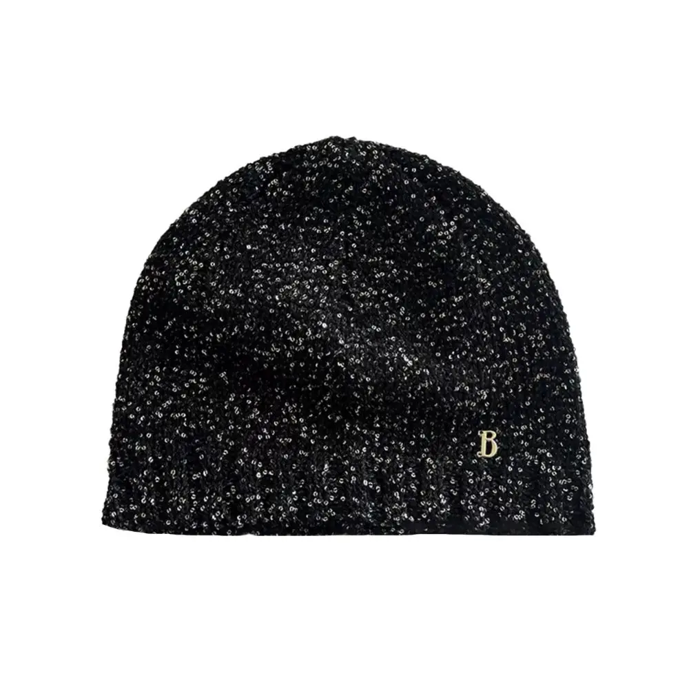 Retro Bow Bowknot Beanies Hat Black Beanies Sequin Knitted Hat Jennie Style Wool Hat Knit Cap Autumn