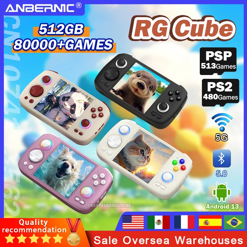 

NEW ANBERNIC RG Cube Android 13 Video Handheld Game Console 3.95 Inch IPS Screen RGB Lighting Effect Unisoc T820 PSP PS2 Game