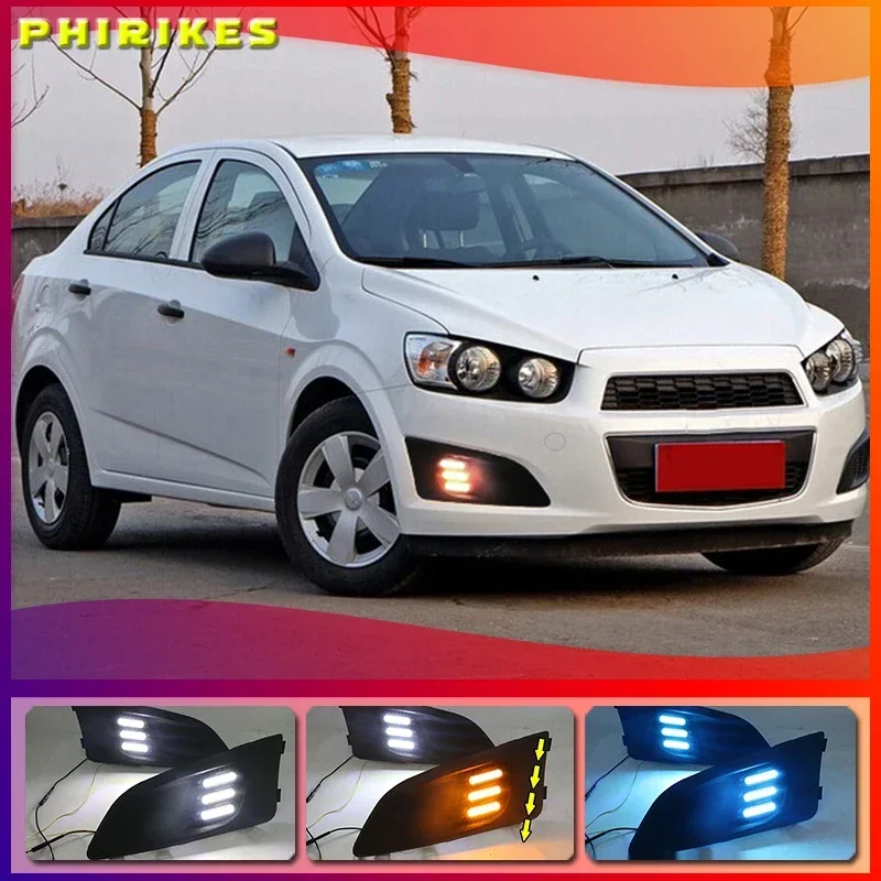 1 Set Car LED DRL Light Daytime Running Light Daylight With Turn Signal Lamp For Chevrolet Chevy AVEO Sonic 2011 2012 2013