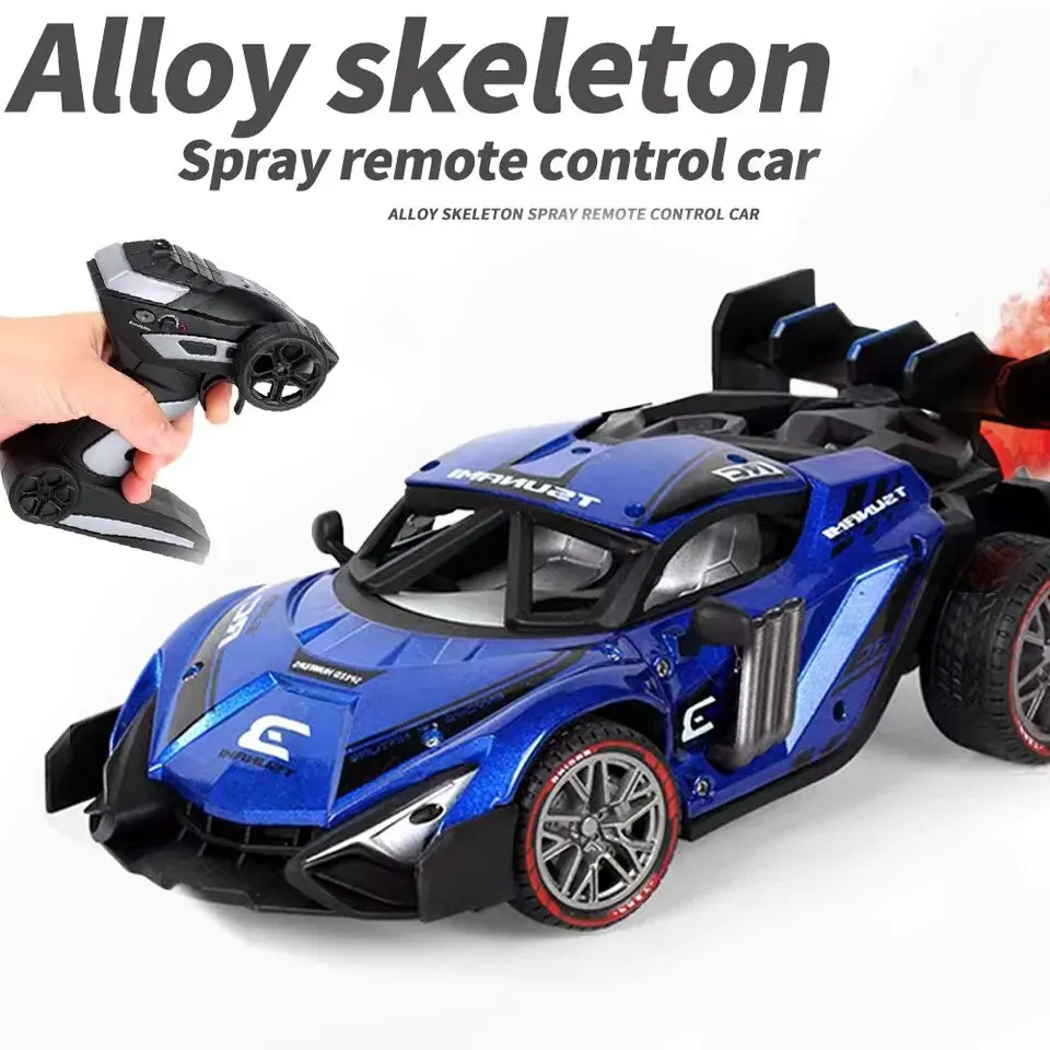 Alloy Remote Control Car Spray Stunt Car 2.4g High Speed Racing Drift Skeleton Car Toy Car CHILDREN'S Sports Car Gift