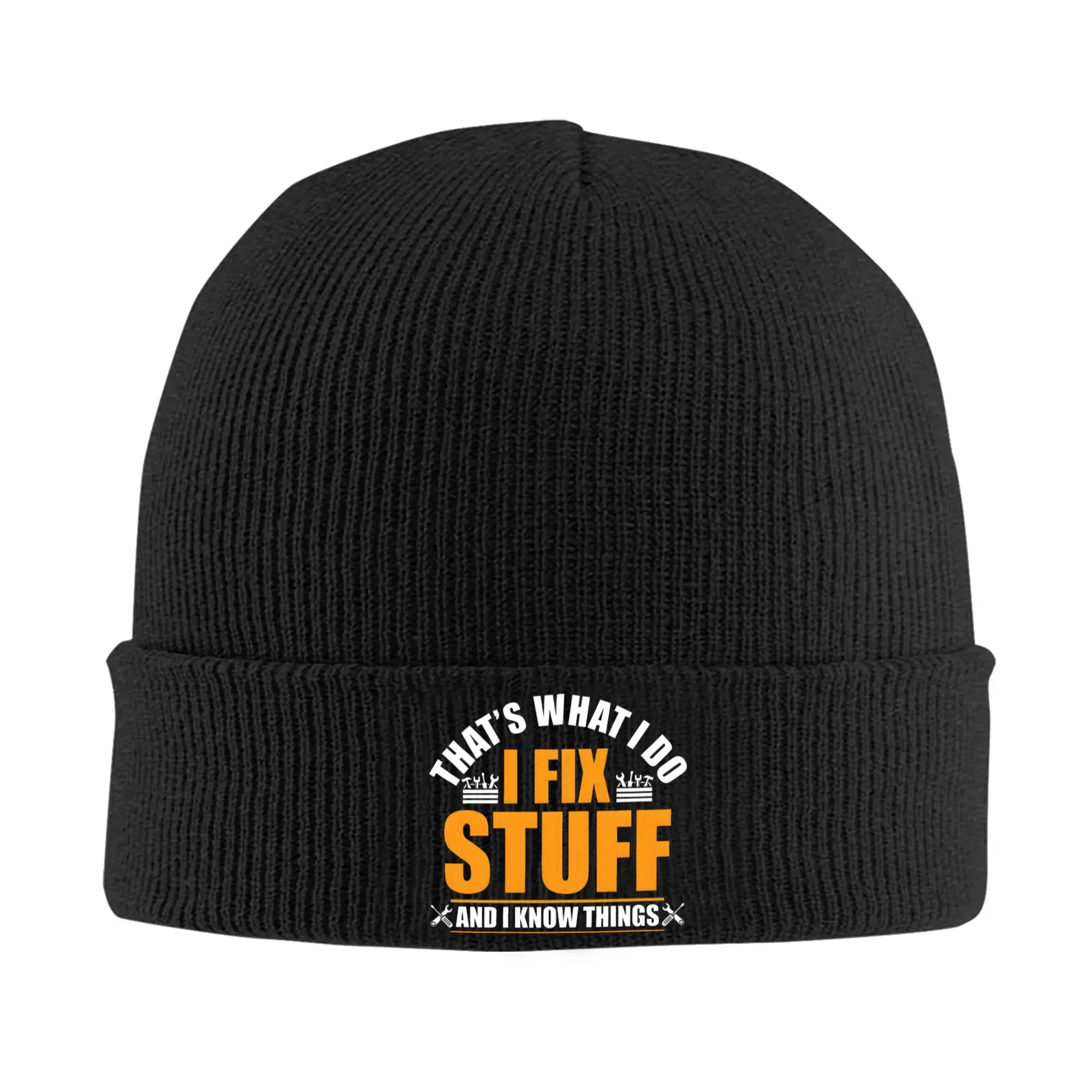 I Fix Shit That What I Do Knit Hat  Street Y2K Caps Adult Unisex Gym Beanie Hats Autumn Winter Pattern Elastic Bonnet Hats