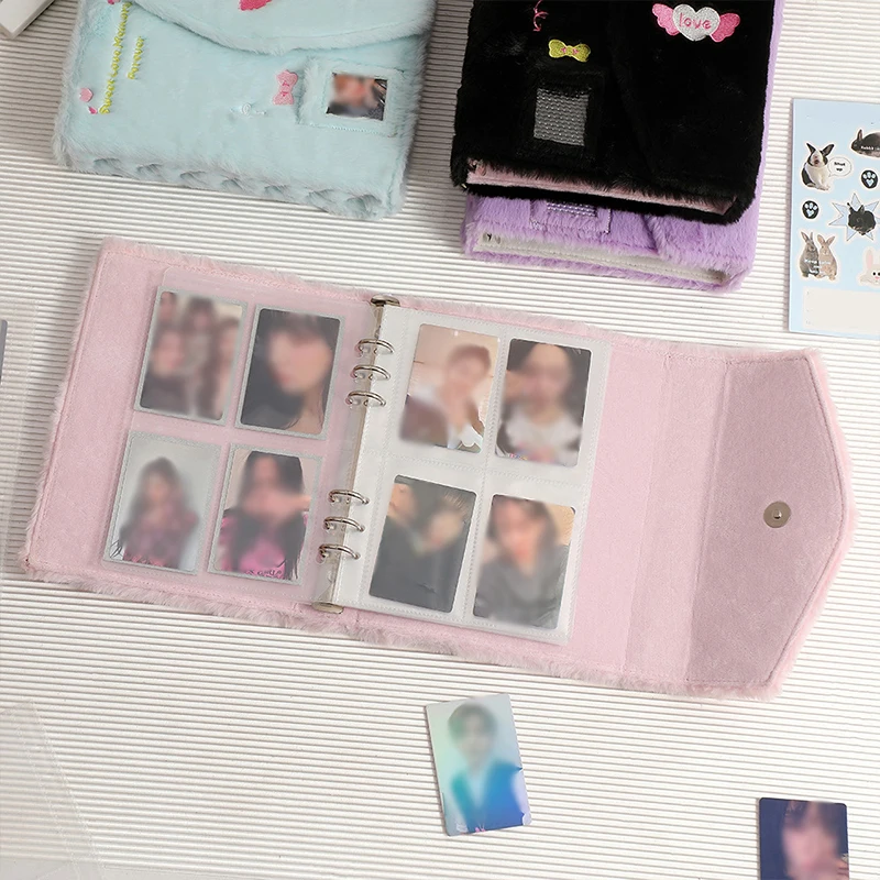 A5 Plush Binder Photocard Holder Photo Album Ins Girl Cute Kpop Idol Photocards Collect Book Student School Notebook Stationery