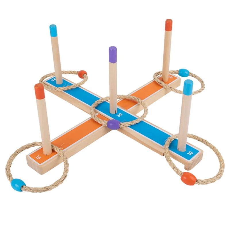 

A72I Ring Toss Toy Set Kids Outdoor Throwing Ring Game 3-12 Years Kids Outdoor Games Wooden Ring Throwing Play Tape